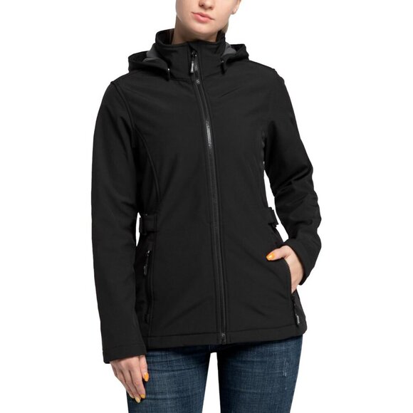 Women's Softshell Jacket with Removable Hood Insulated Windbreaker Waterproof W